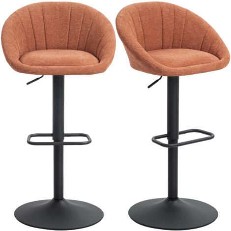 HOMCOM Swivel Bar Stools Set of 2 Height Adjustable Bar Chairs Orange
