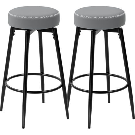HOMCOM Swivel Bar Stools Set of 2, PU Leather Barstools with Footrest
