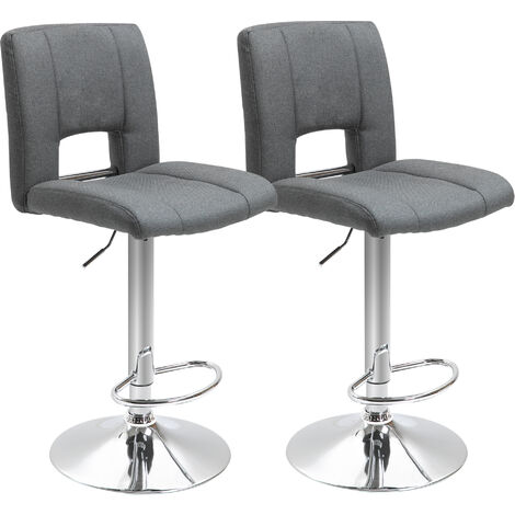 HOMCOM Swivel Linen Fabric Bar stool Armless Adjustable Height, Set of 2