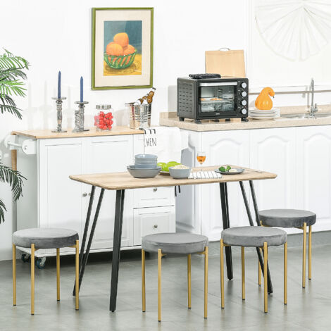 HOMCOM Table à manger design industriel grand plateau dim. 120L x 60l x 75H cm pieds métal noir en épingles MDF aspect chêne clair