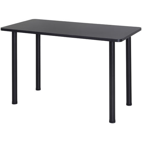HOMCOM Table à manger style contemporain 4 personnes dim. 120L x 60l x 76H cm panneaux particules acier inoxydable noir - Noir