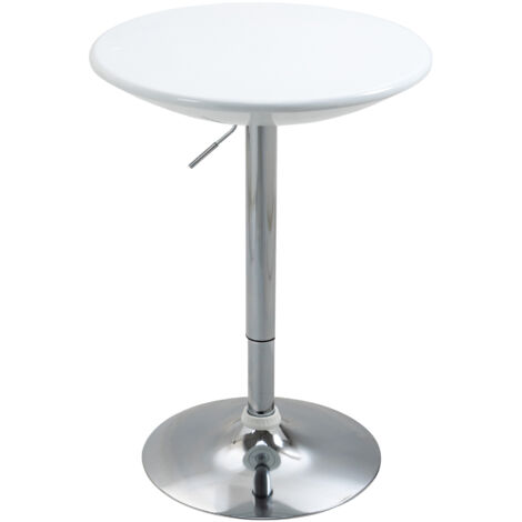 HOMCOM Table de bar réglable en hauteur, table bistrot moderne avec plateau rond en métal laqué blanc Ø61 x 76-97 cm
