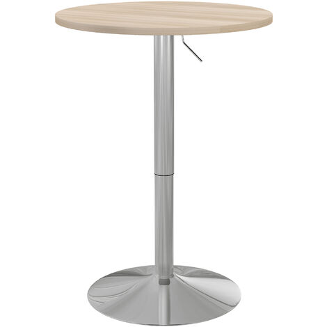 Homcom – Table de bar ronde Ø 60 cm – Hauteur réglable 69-91 cm – Acier chromé et MDF – Style bistro chic – Charge max. 50 kg