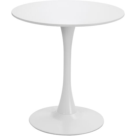 main image of "HOMCOM Table ronde tulipe design Ø 60 x 73H cm métal MDF blanc - Blanc"