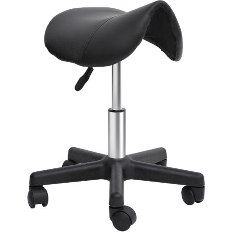 Homcom – Tabouret de massage ergonomique 360° – Hauteur réglable 45-57 cm – Revêtement synthétique noir – Charge max 130 kg
