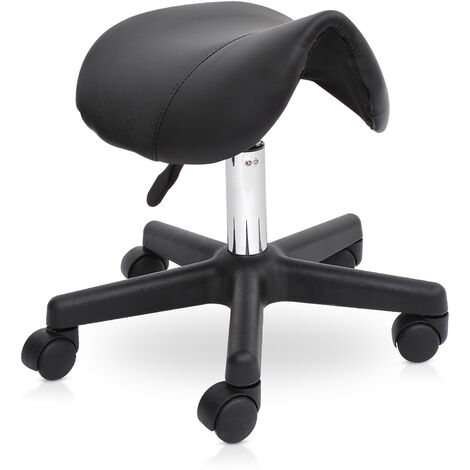 HOMCOM Tabouret de massage tabouret selle ergonomique pivotant 360° hauteur réglable revêtement synthétique noir - Noir