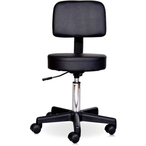 Tabouret massage à roulettes réglable noir