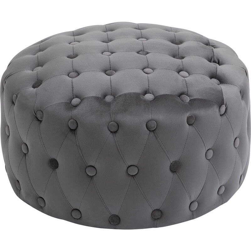 

Homcom - Taburete Otomana Puf Tapizada en Terciopelo con Botones Acolchado Φ60x33 cm Gris - Gris