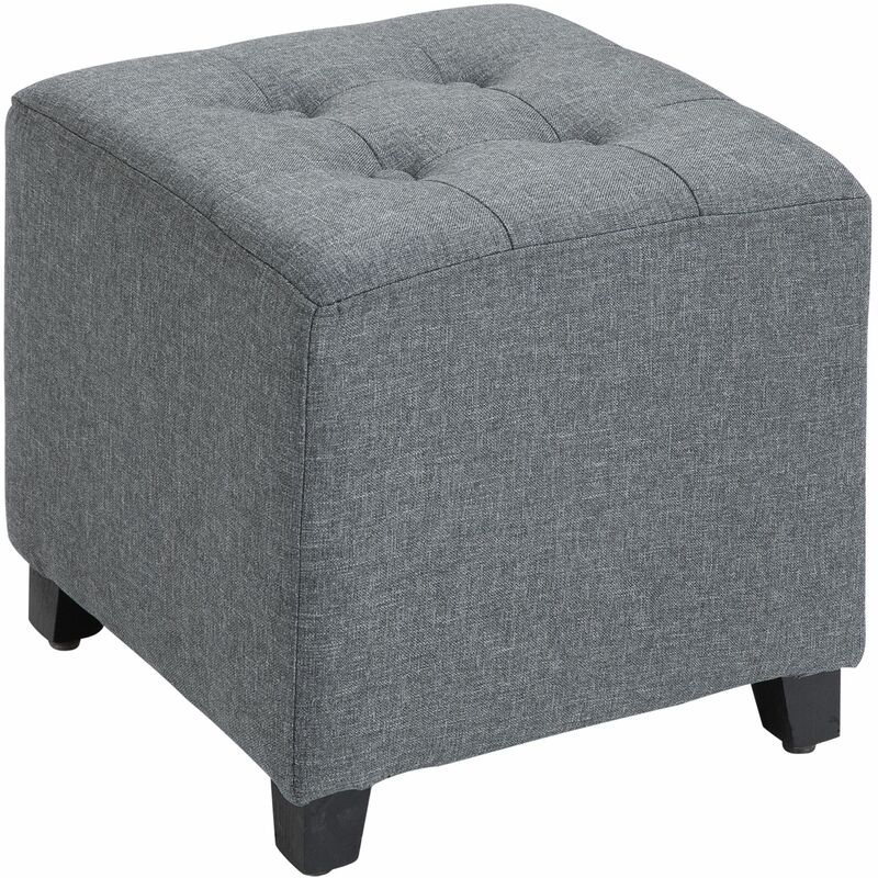 

Taburete Otomana Reposapiés Acolchado con Patas Madera Maciza 35x35x35cm Gris - Gris