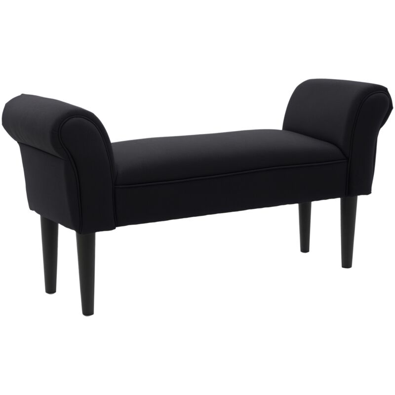 

Taburete Pie de Cama Banqueta con Brazos Tapizada Banco de Dormitorio Recibidor - Negro