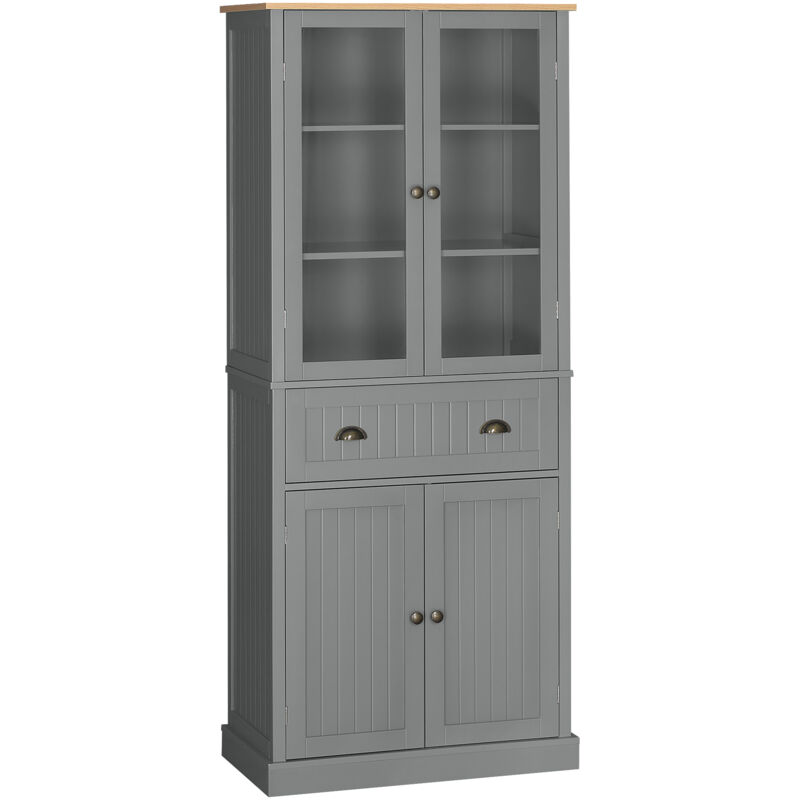 Homcom Tall Kitchen Cupboard, 5-tier Storage Cabinet with Adjustable Shelves