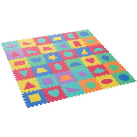Homcom Tappeto Puzzle con Forme Geometriche 36 Tessere 31x31cm, Colorato