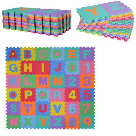 HomCom Tappeto Puzzle Gioco Bambini 36 Pezzi - 26 Lettere dell'Alfabeto e Numeri da 0-9