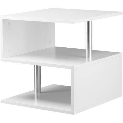 HOMCOM Tavolino Basso Da Salotto con Ripiani Arredamento Moderno in Legno Bianco