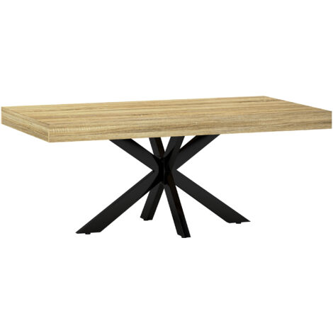 HOMCOM Tavolino da Divano Stile Industriale in Legno e Acciaio 110x60x45 cm