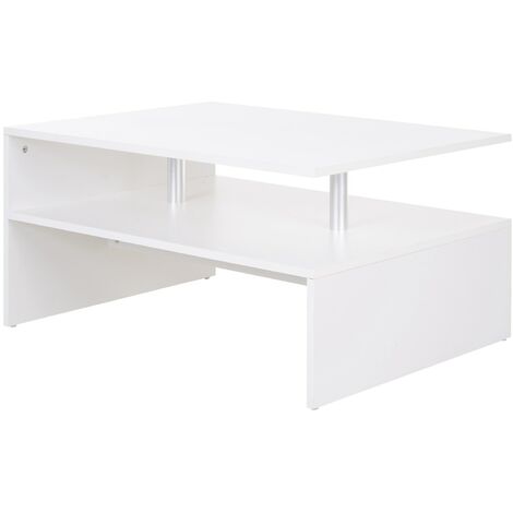 Bianco//Nero//caff/è per Soggiorno e Camera da Letto COSTWAY Tavolino da Salotto con 3 Ripiani e Cassetto Bianco Comodino Tavolo di Servizio Lato Divano