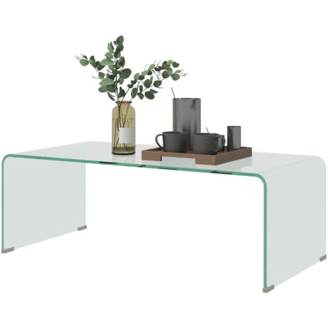 HOMCOM Tavolino in Vetro Temperato da Salotto Moderno 100x50x35 cm