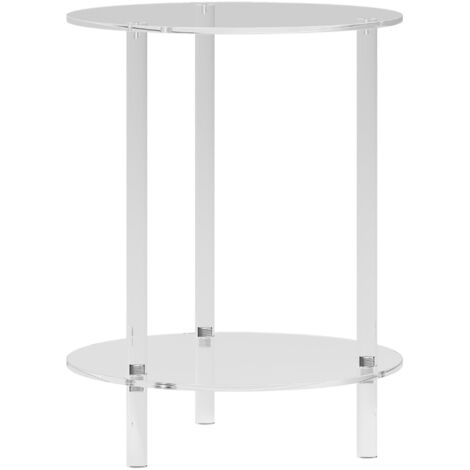 HOMCOM Tavolino Rotondo Basso a 2 Livelli in Acrilico Ø40x50 cm