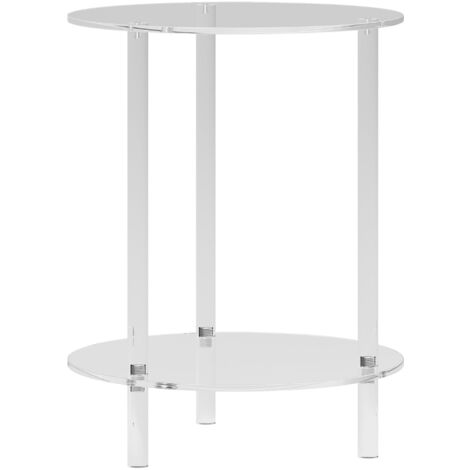 HOMCOM Tavolino Rotondo Basso a 2 Livelli in Acrilico Ø40x50 cm