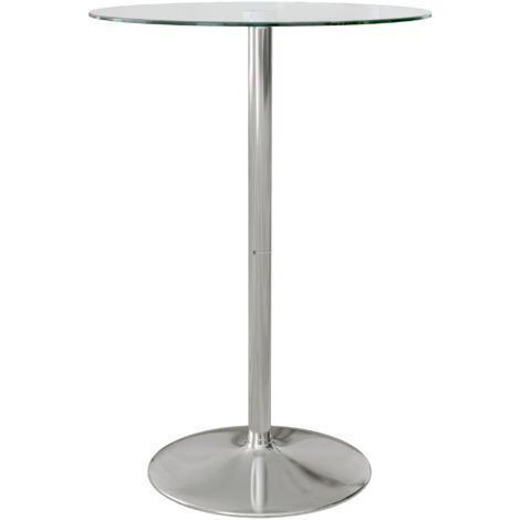 HOMCOM Tavolo Bar Alto Rotondo Moderno in Vetro e Acciaio Ø70x102cm Trasparente