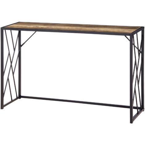 HOMCOM Tavolo Consolle in Stile Industriale in Acciaio e Legno, 120x35x75cm, Marrone