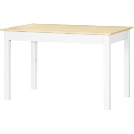 HOMCOM Tavolo da Cucina Moderno per 4-6 Persone 119x70x75cm Bianco e Legno