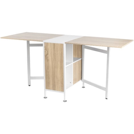 HOMCOM Tavolo Pieghevole Multiuso con 4 Scompartimenti in Legno 169x60x75cm