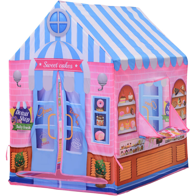 

Homcom - Tienda de Juego de Niños Buena Ventilación Educativo Estable 93x69 x103cm Rosado - multi-color