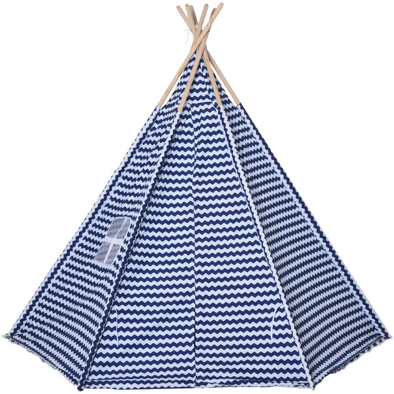

Tienda Tipi Infantil India con Ventana Tapete y 2 Almohadas 200x200x170 cm Azul - Azul