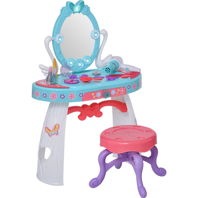 

Homcom - Tocador de Juguete con Música Luces para +3 Años 49,5x23,5x69,5 cm Azul - Azul