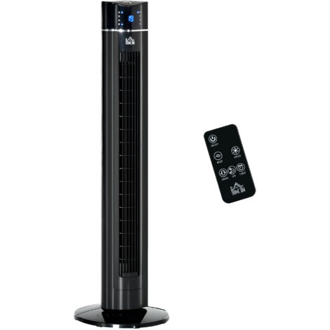 HOMCOM Tower Fan Anion Cooling Bedroom w/ Oscillating, Remote Controller, Black