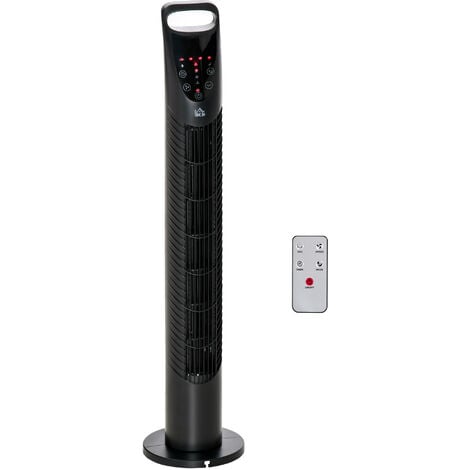 main image of "HOMCOM Tower Fan Oscillating 3 Speeds 3 Winds 40W w/ Remote Control Timer Moving Head Quiet Operation Home Office Bedroom Black - 78.5H cm"