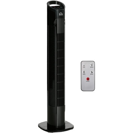 HOMCOM Tower Fan with 3 Speed 3 Mode 7.5h Timer 70° Oscillation LED Panel 5M Remote Black