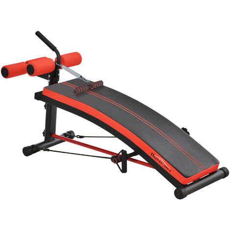 HOMCOM® Trainingsbank Sit-Up-Bank Bauchtrainer Schwarz L140 x B73 x H57cm