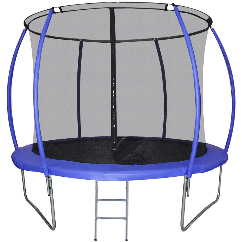 

Trampolín de Exterior Multiuso con Red Seguridad y Escalera Carga 100kg Rosa Φ244x205 cm Azul - azul