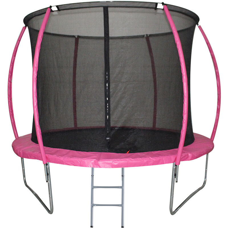 

Trampolín de Exterior Multiuso con Red Seguridad y Escalera Carga 100kg Rosa Φ244x205 cm Rosa - rosa