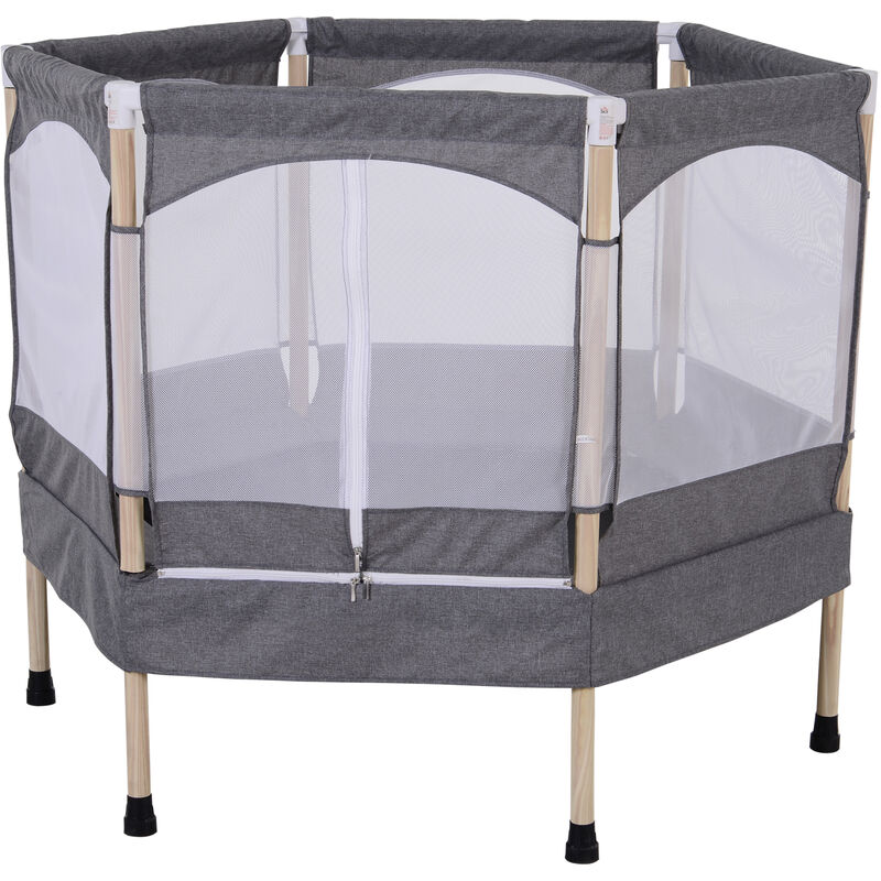 

Homcom - Trampolín Infantil Cama Elástica para Niños mayores de 3 Años Jardín Gris - Gris Oscuro/Gris Carbón