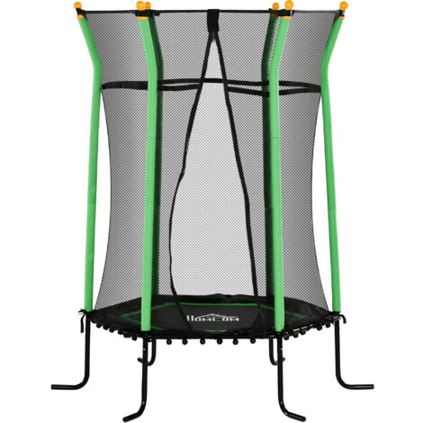 HOMCOM Trampolino Elastico per Bambini con Ingresso a Zip e Pali Imbottiti Verde