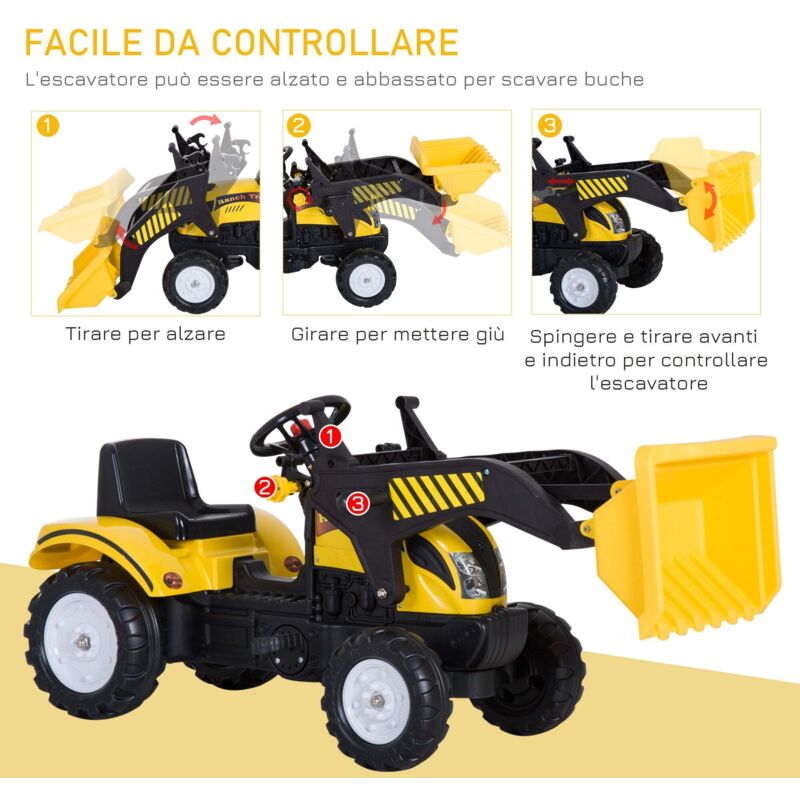 escavatore giocattolo a pedali