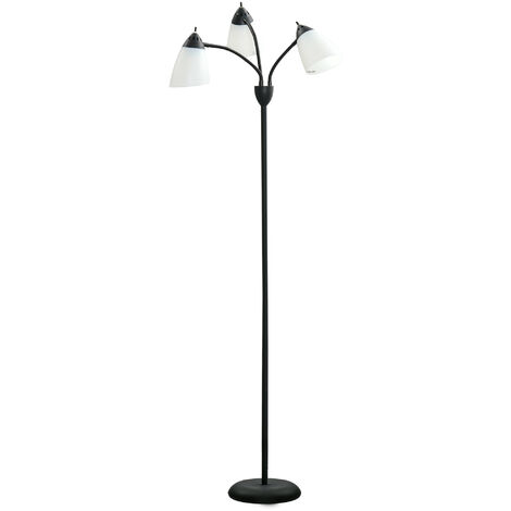 HOMCOM Tree Floor Lamp with 3 Adjustable Light, Industrial Standing Lamp, Black