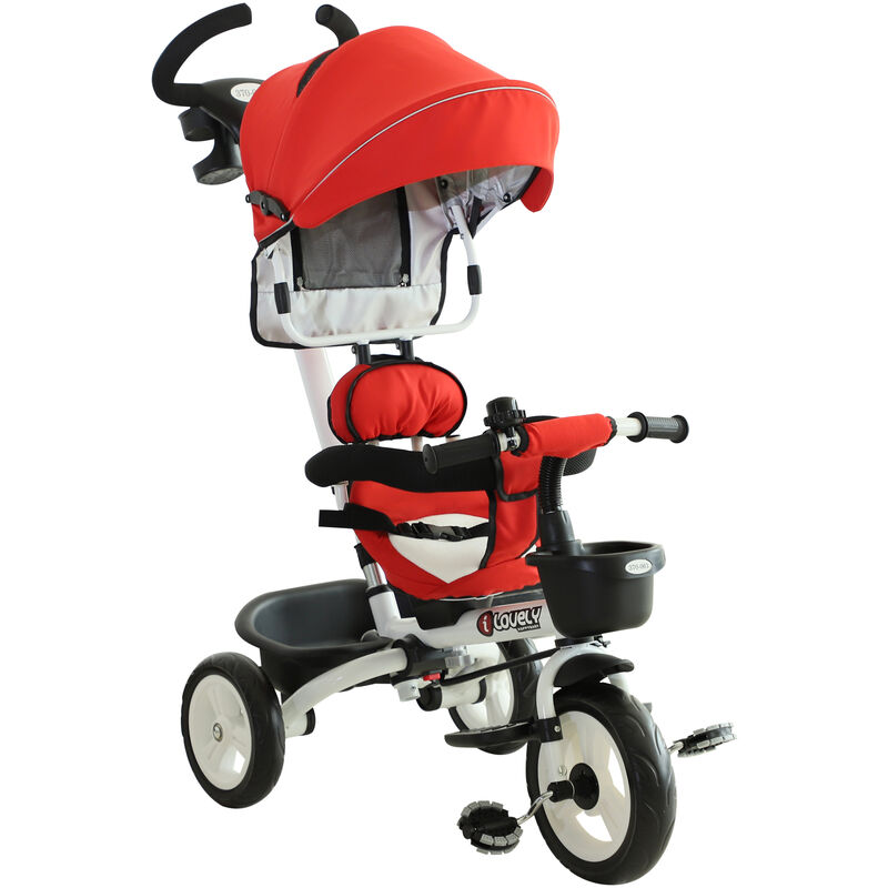

Homcom - Triciclo Bebé 4 en 1 Trike Bicicletas para Niños +18 Mes Evolutivo - Rojo