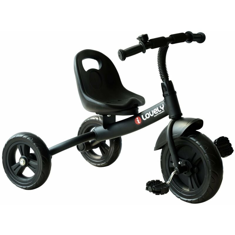 

Homcom - Triciclo para Niños +18m con Timbre Guardabarros Rueda de Seguridad - Negro