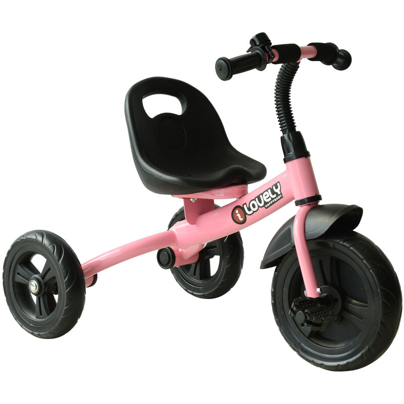 

Homcom - Triciclo para Niños +18m con Timbre Guardabarros Rueda de Seguridad - Rosa