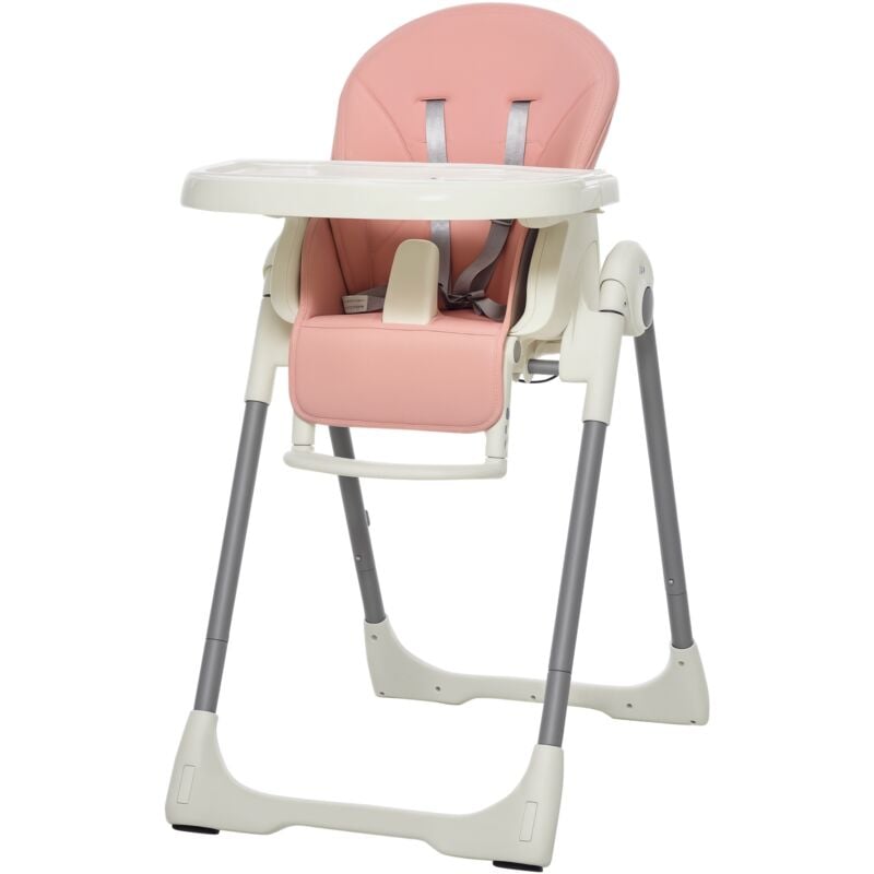 

Trona para Bebé Evolutiva Plegable de +6 Meses Altura Ajustable Ruedas y Frenos - Rosa