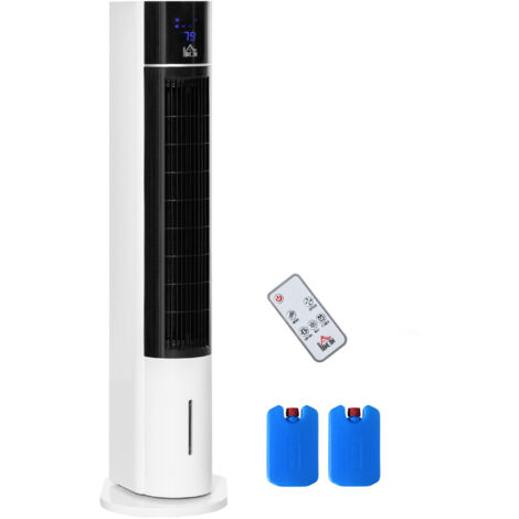 HOMCOM Turmventilator mit Fernbedienung 105cm Ventilator, Standventilator 52° oszillierende Luftkühler mit Wasserkühlung mobile Klimaanlage mit 3 Modi 3 Geschwindigkeitsstufen 12-Std-Timer LED-Anzeige