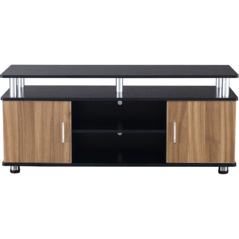 HOMCOM TV Cabinet Stand Entertainment Center Media Console Storage Walnut