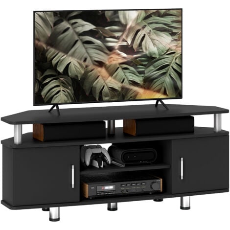 HOMCOM TV Unit Cabinet with Storage Shelves Entertainment Center Black