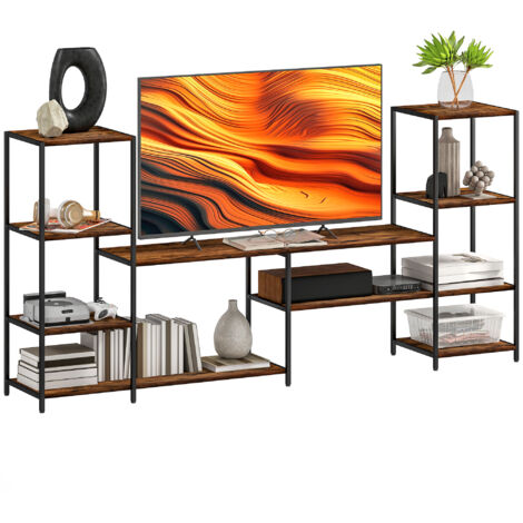 HOMCOM TV Unit for TVs up to 55 Inches, Industrial TV Stand with Shelves