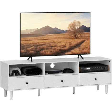 "HOMCOM TV Unit, TV Cabinet for up to 75"", with Drawers, Shelves, Cream White"