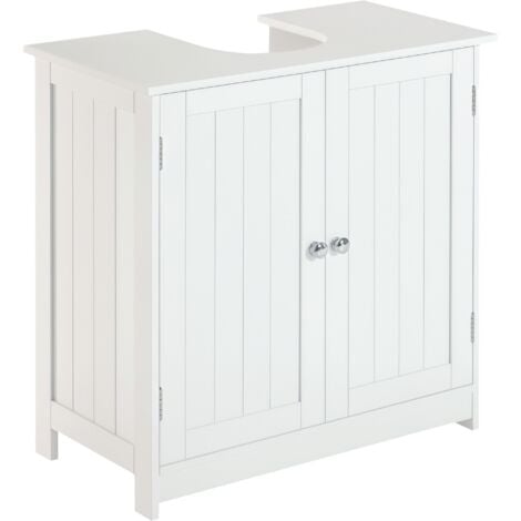 Homcom Under Sink Bathroom Storage Cabinet 2 Layers Vanity Unit Homcom Under Sink Bathroom Storage Cabinet 2 Layers Vanity Unit Wooden White